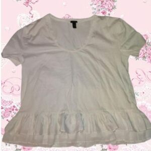 Coquette White Tiered Ruffle Peplum J Crew Top